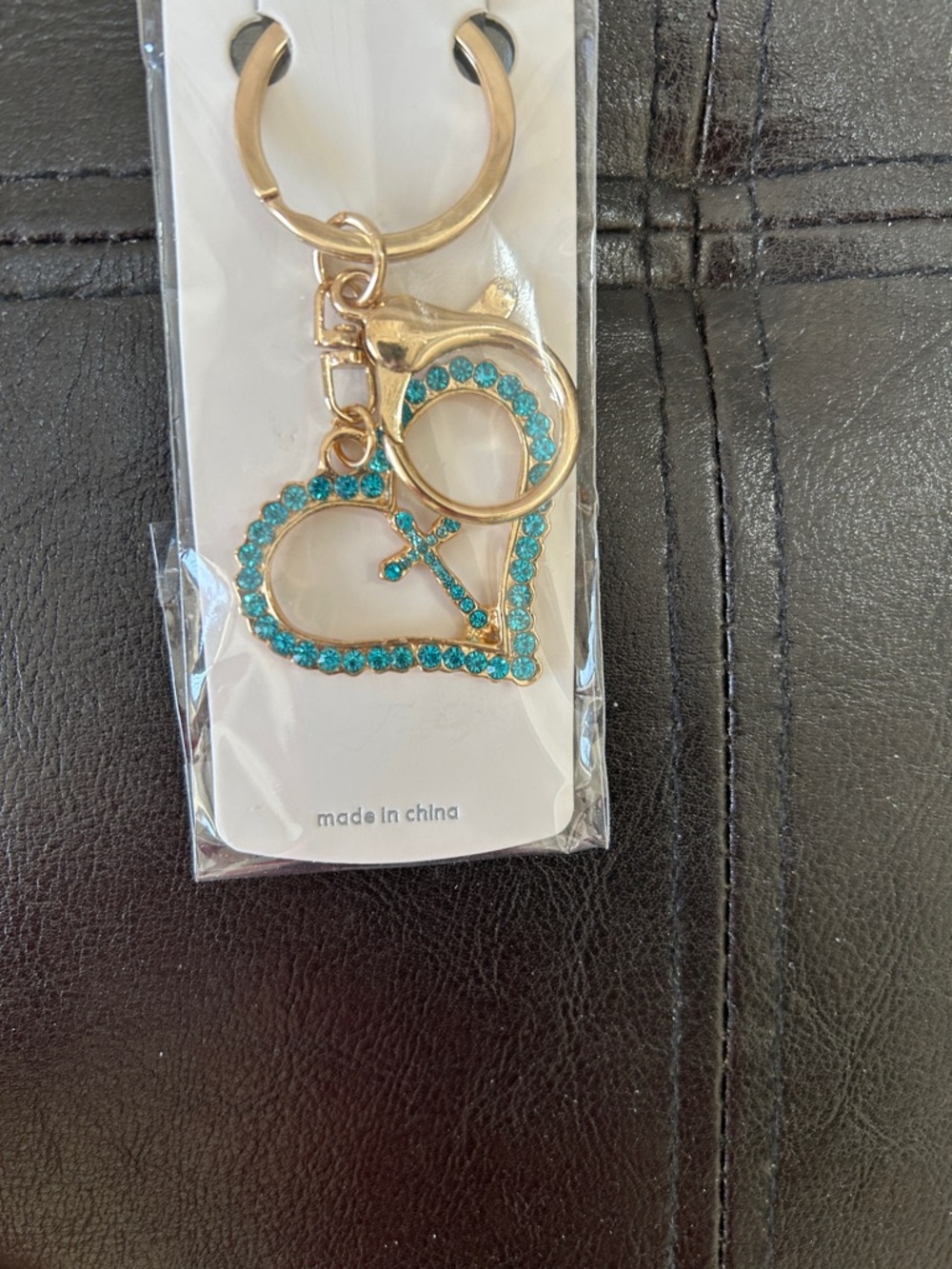 Gold-Tone Heart & Key Keychain with  Crystals - Picture 3 of 3